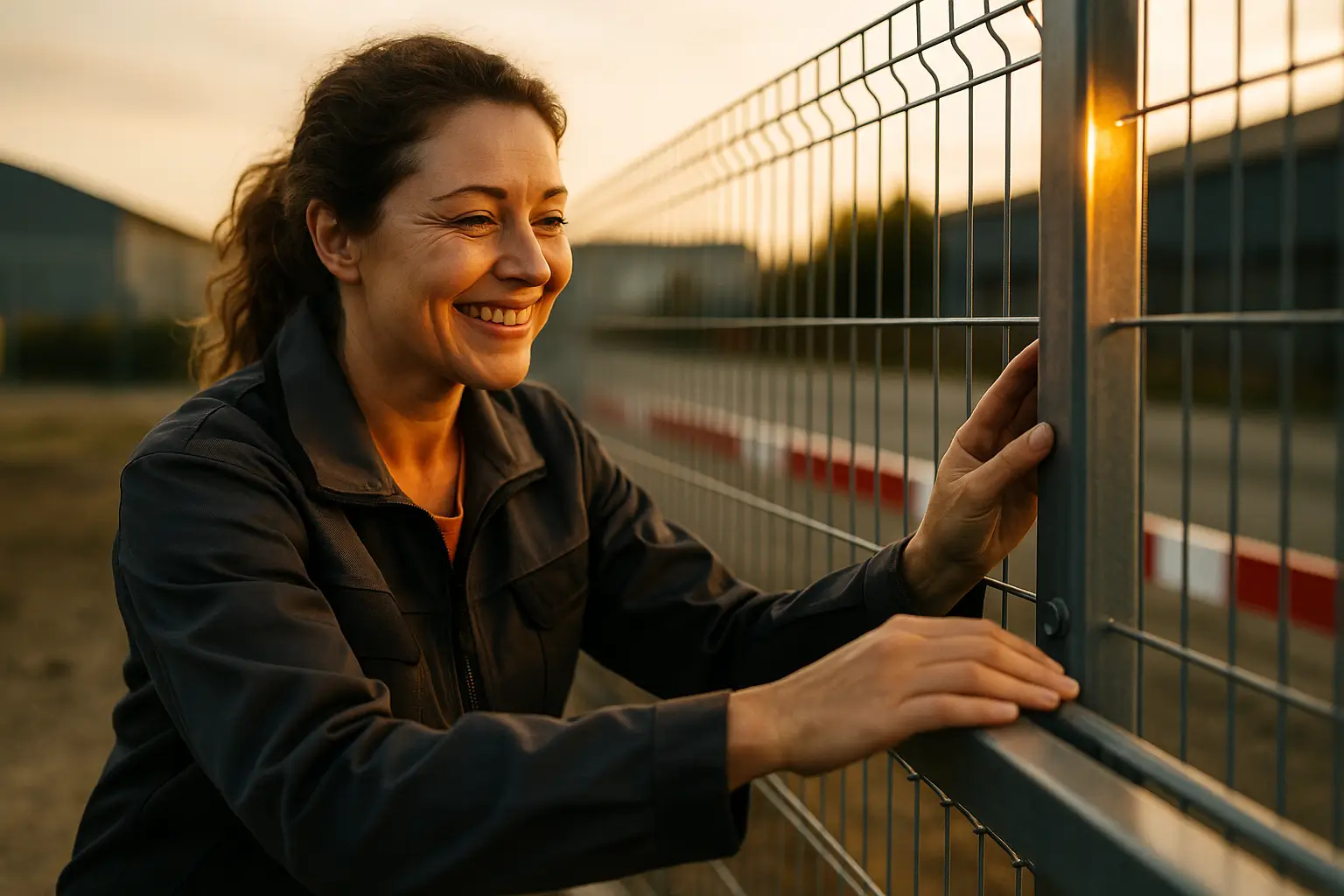 мастер проверяет ровность металлоконструкции